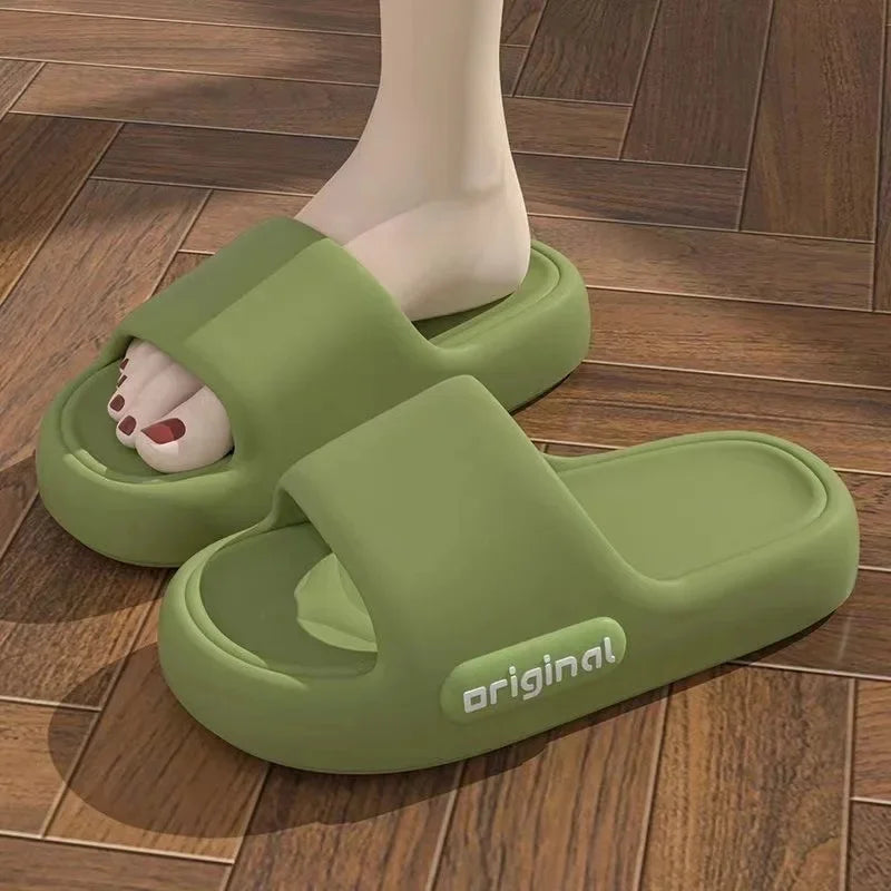 Pantuflas rojas de suela gruesa, antideslizantes y resistentes a los olores, estilo 2025, para el hogar, cómodas y de verano, de PVC.