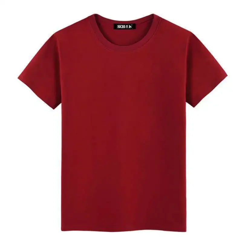 Camiseta deportiva de manga corta blanca pura para hombre, camiseta ajustada de media manga, color base negro, ropa informal de verano.