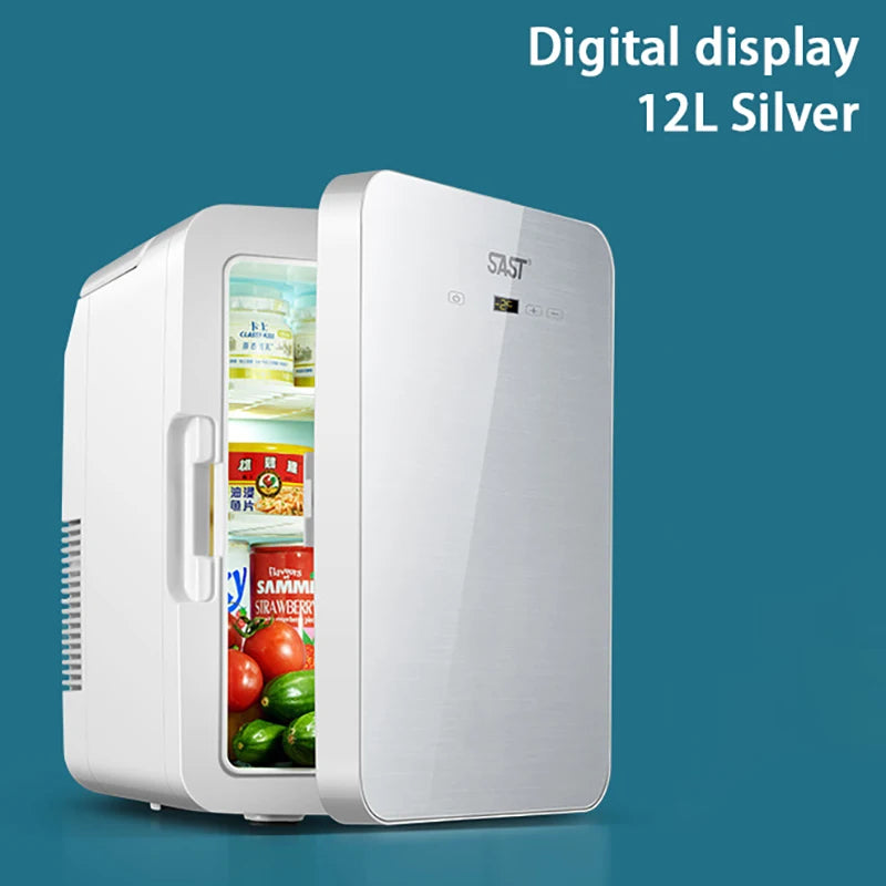 Mini refrigerador portátil de 12 litros para dormitorios de estudiantes, calefacción y refrigeración, cosméticos, coche, hogar, refrigeración y conservación de doble uso.