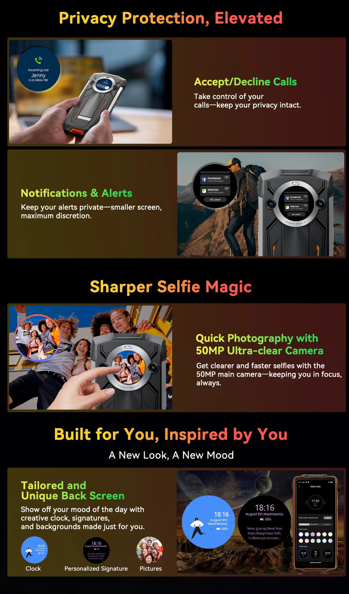 【Estreno mundial】Blackview BV8200 Teléfono resistente con pantalla de 6.5" 2.4K a 120Hz, procesador Helio G100, NFC, 12GB de RAM, 256GB de almacenamiento, Android 14 y cargador de 45W.