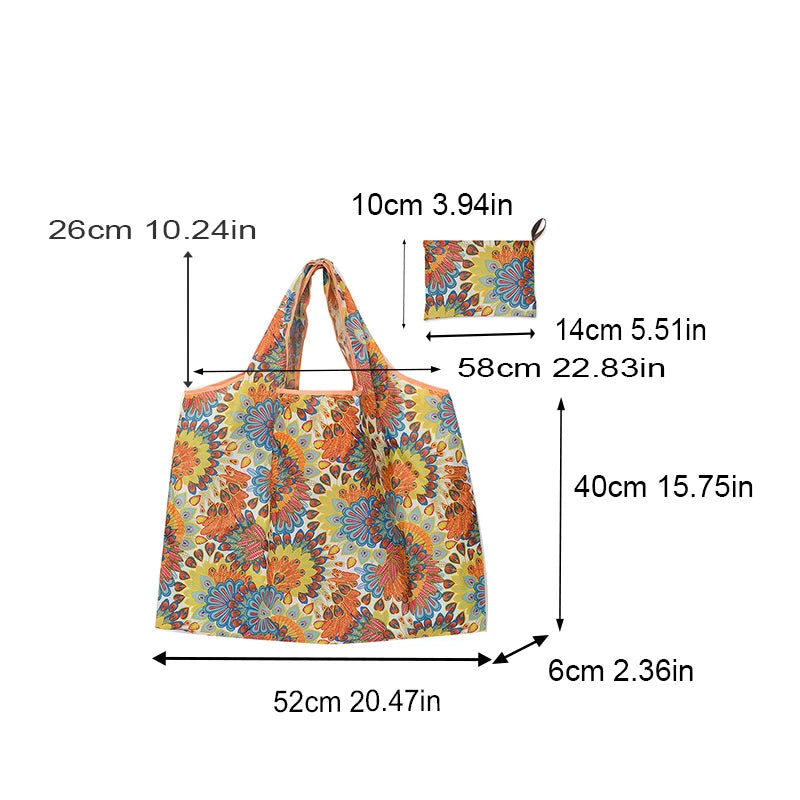 Bolsa de supermercado plegable, portátil y de gran capacidad, respetuosa con el medio ambiente, para guardar alimentos y llevar al hombro, impermeable.