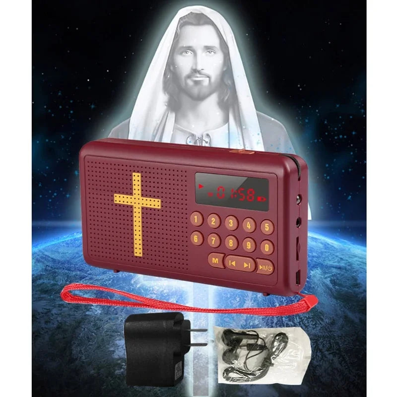 Reproductor de audio de la Biblia recargable con batería King James (versión antigua y nueva), cable de carga USB de 20 Hz y 20 KHz.
