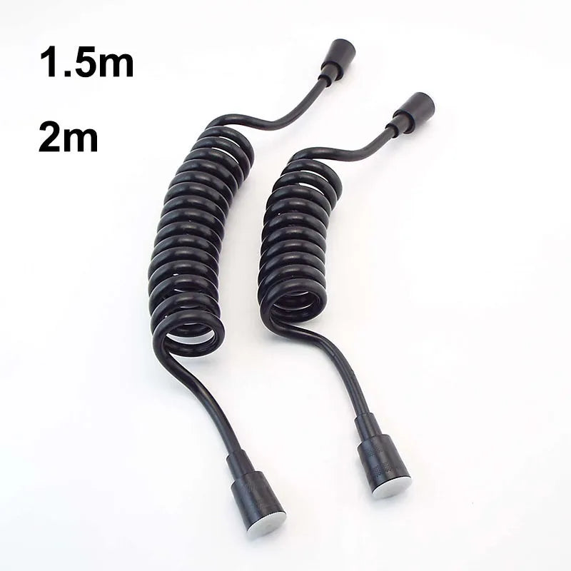 Accesorios de plomería negros de 1,5 m, 2 m y 3 m, manguera flexible de resorte para agua, manguera retráctil para línea telefónica, cabezal de ducha, para inodoro y bidé.