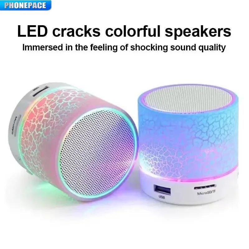 Mini altavoz Bluetooth inalámbrico con LED, tarjeta SD, subwoofer USB, columna de sonido de música MP3 portátil para PC y teléfono móvil