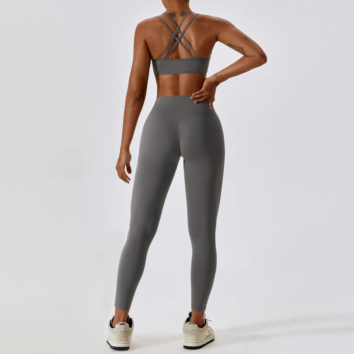 Conjuntos de ropa de yoga para mujer, ropa deportiva, leggings de cintura alta y top, conjunto de dos piezas, chándal de gimnasio sin costuras, conjuntos de entrenamiento de fitness
