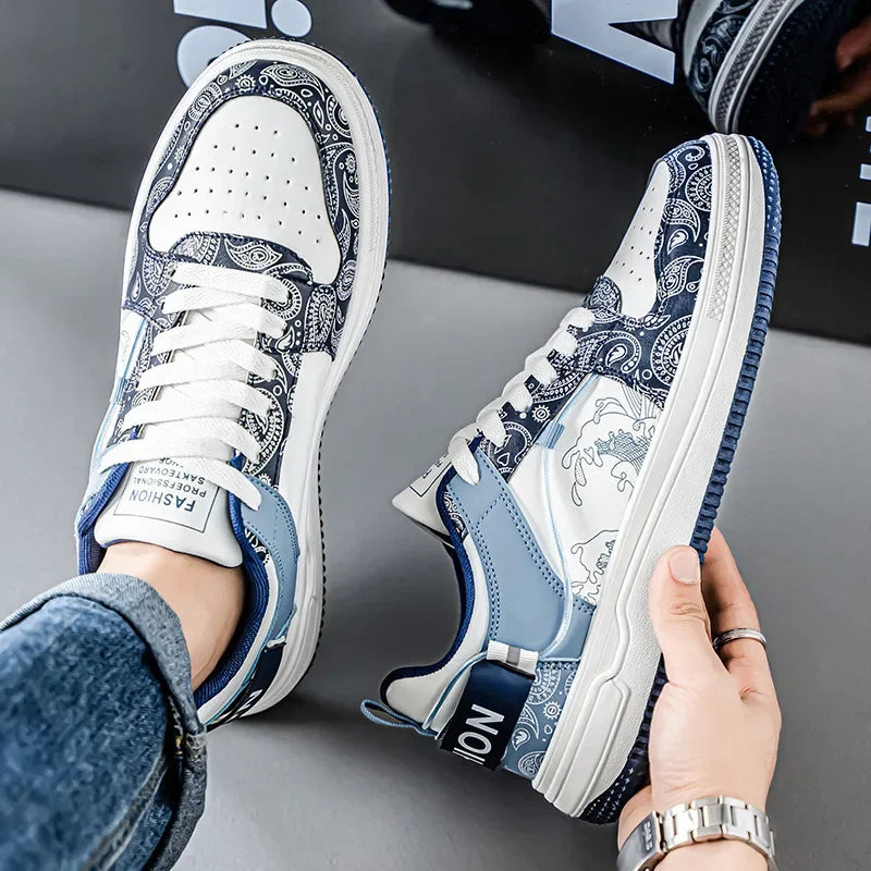 Zapatos de tabla deportivos informales para hombre, transpirables, de caña baja, versátiles, de moda, para verano 2025, para suelo de cemento, planos y con cordones.