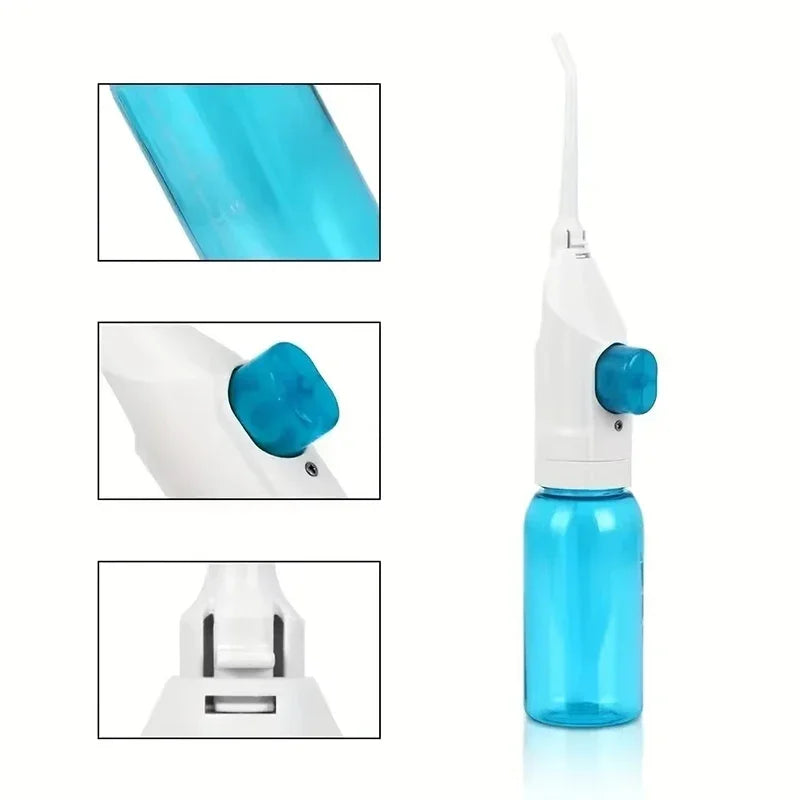 Irrigador bucal de alta presión para el hogar, portátil, con agua limpia, hilo dental, palillo de dientes manual de alta presión (2024)
