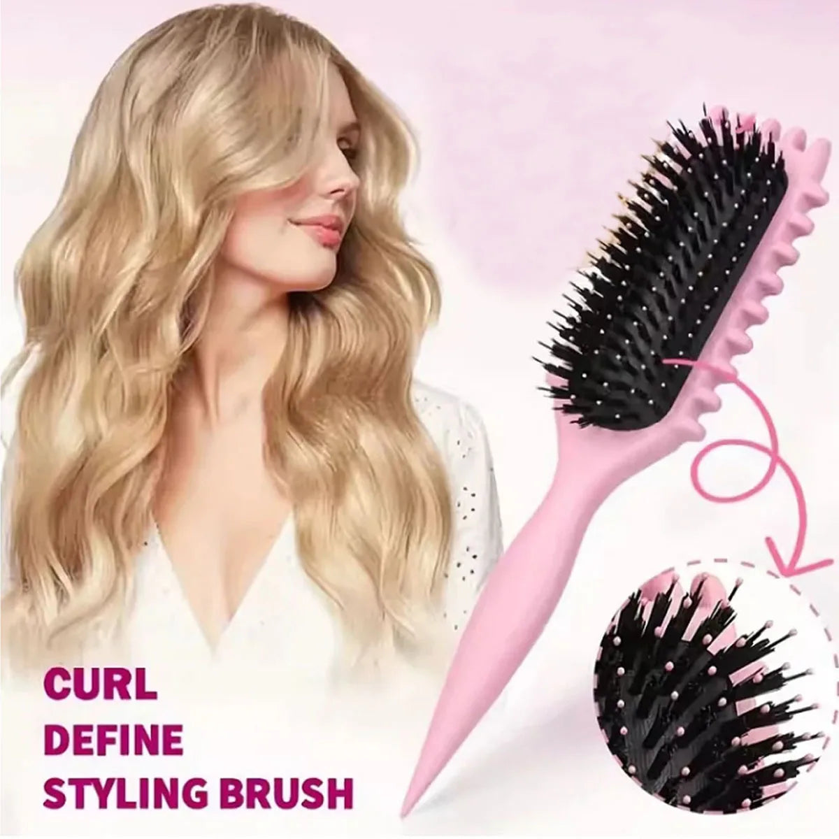 1 cepillo para peinar y dar forma a los rizos de hombres y mujeres, ideal para peinar y dar forma a los rizos, reduce los tirones.