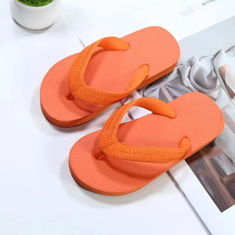 Chanclas de verano para niños 2025, zapatillas de playa de colores brillantes, zapatillas de casa unisex, material EVA de color puro