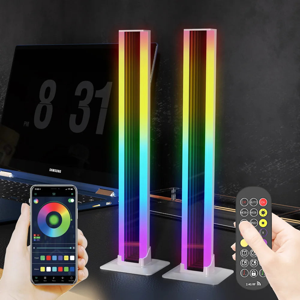 Par de luces LED RGB para decoración de habitaciones, lámpara Abyss con Bluetooth, luz nocturna ambiental, iluminación de ambiente para escritorio, TV, PC, juegos, retroiluminación