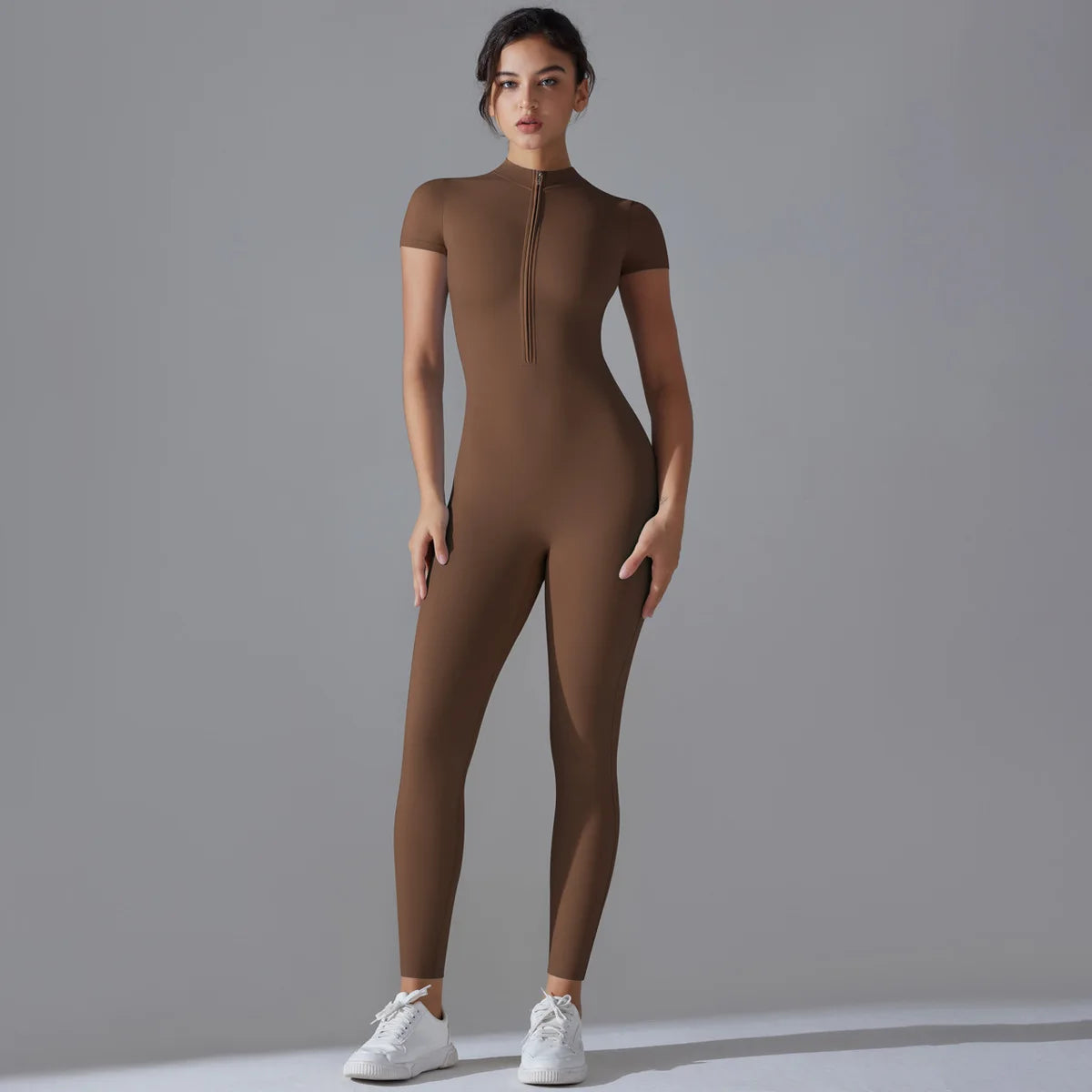 Women Zipper Bodysuits Fitness Sports Bodysuit Yoga Suit Breathable Quick Drying Sports Yoga Clothing Women Gym Push Up Workout