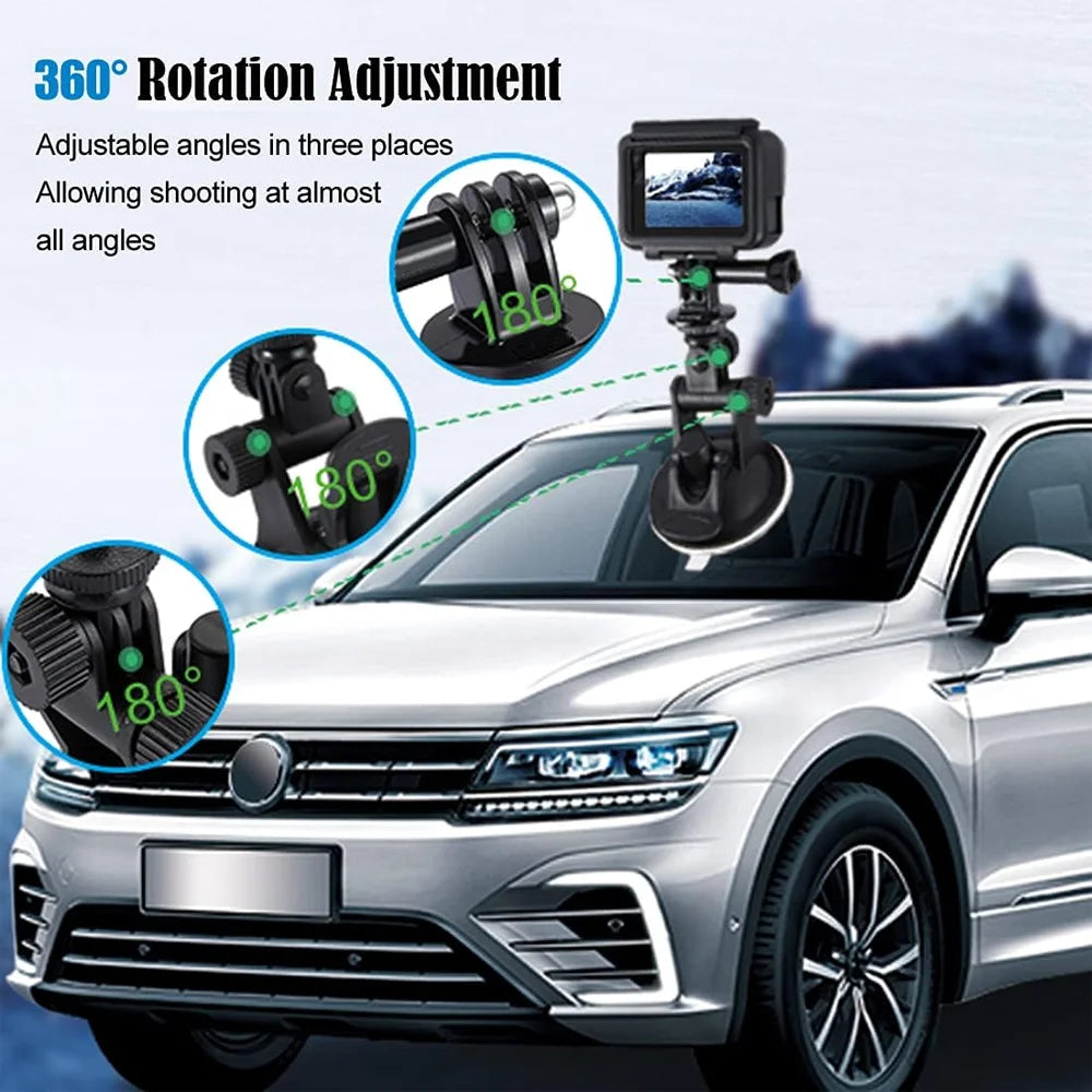 Soporte de ventosa para parabrisas de coche, para GoPro Hero 13, 12, 11, 10, 9, 8, Insta360, X3, X2, X4, DJI OSMO Action Camera