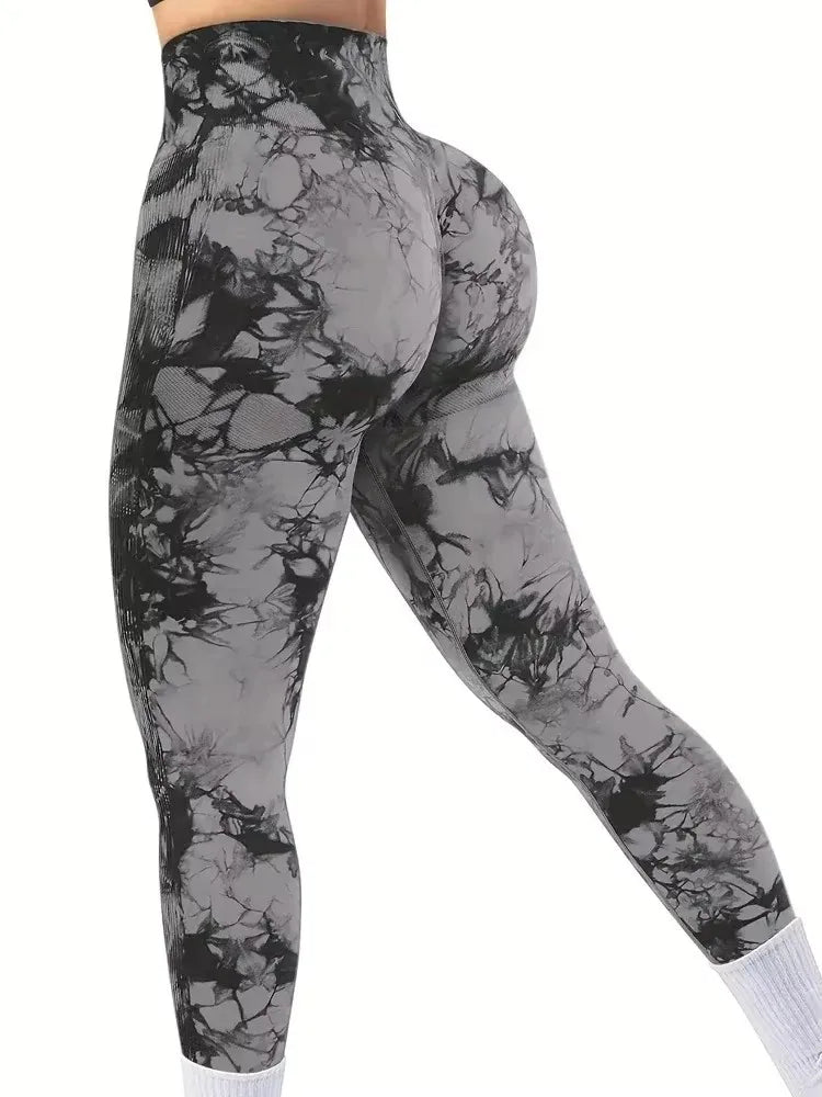 Mallas para mujer, leggings tie-dye, cintura alta, levanta glúteos, control de abdomen, push-up, sin costuras, pantalones de yoga, ropa deportiva para gimnasio.