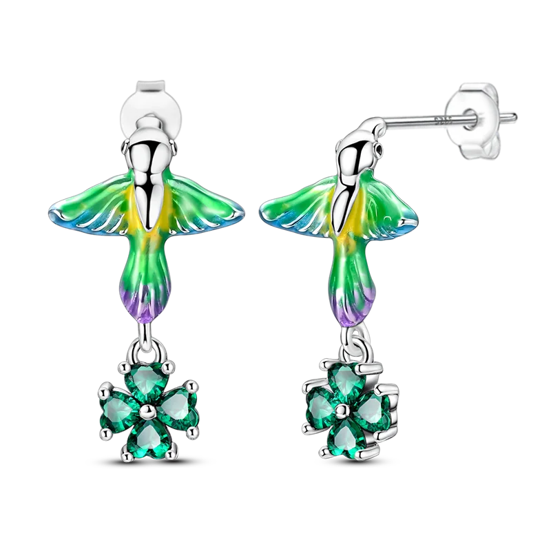 Pendientes brillantes de plata de ley S925 para mujer, con circonitas de colores, diseño de insecto, ideal como regalo de aniversario de boda.