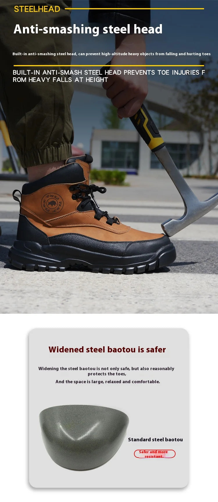 Nuevos zapatos de seguridad de moda, de caña alta, antiaplastamiento y antiperforación, con puntera de acero, resistentes al desgaste, para trabajo, calzado de protección para hombre.