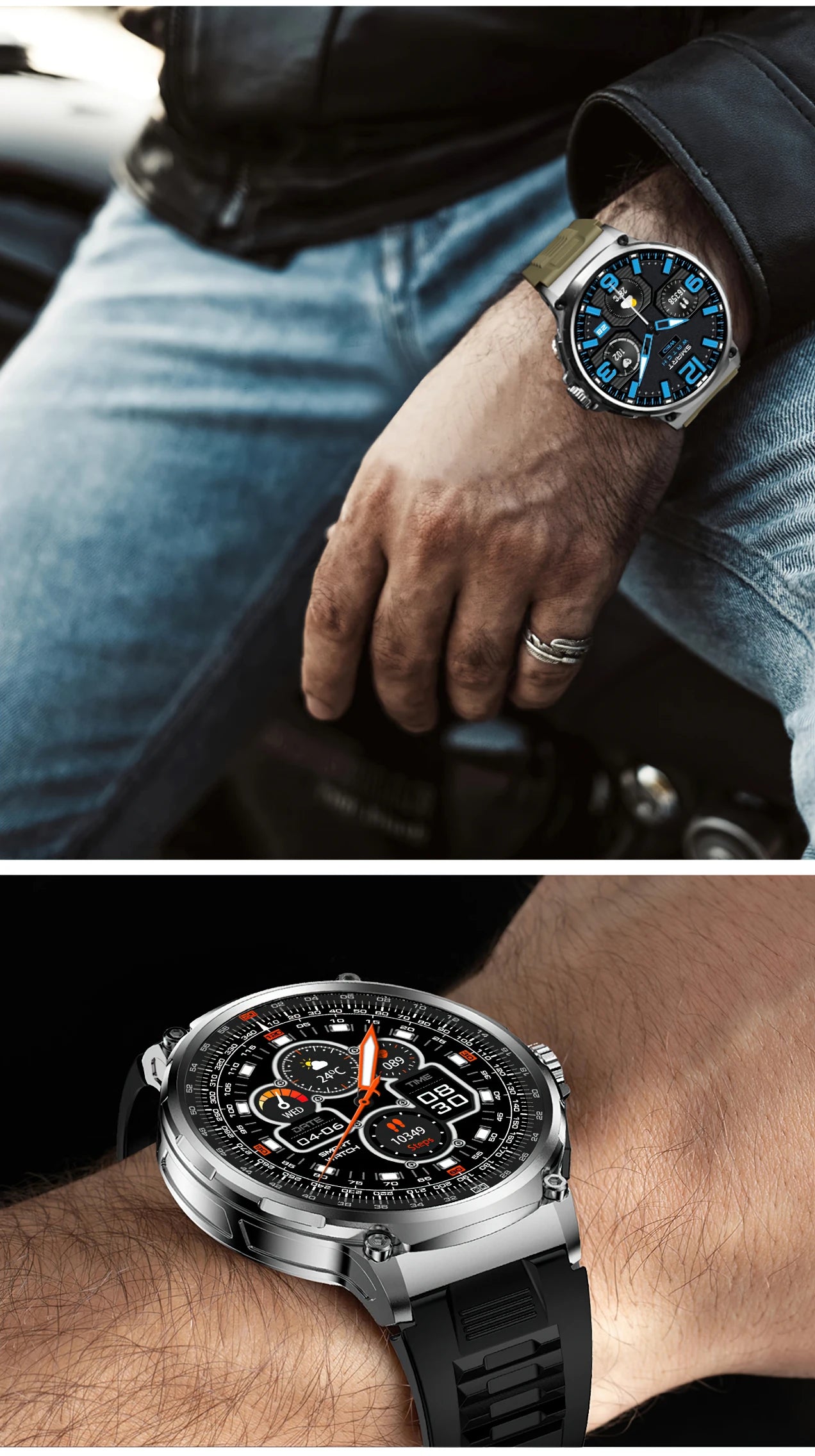 Reloj inteligente Ultra HD de 1,85 pulgadas para hombre, con GPS, pulsera deportiva para exteriores, batería grande de 710 mAh, reloj de seguimiento de actividad física para Android e iOS.