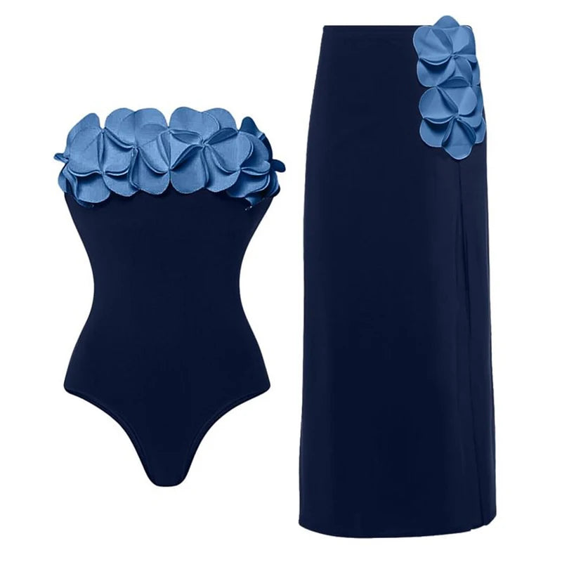 Conjunto de bikini de 2 piezas con estampado floral para mujer, traje de baño de lujo con push-up y cintura alta, traje de baño para playa
