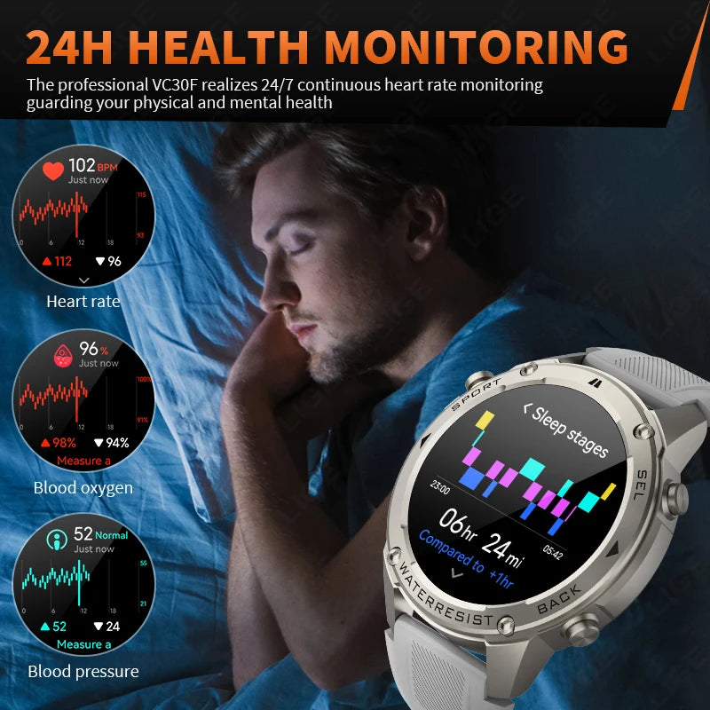 Nuevo reloj inteligente para exteriores para hombre, batería de larga duración de 500 mAh, pantalla AMOLED, resistente al agua hasta 5 ATM, monitor de ritmo cardíaco, GPS, reloj inteligente militar.