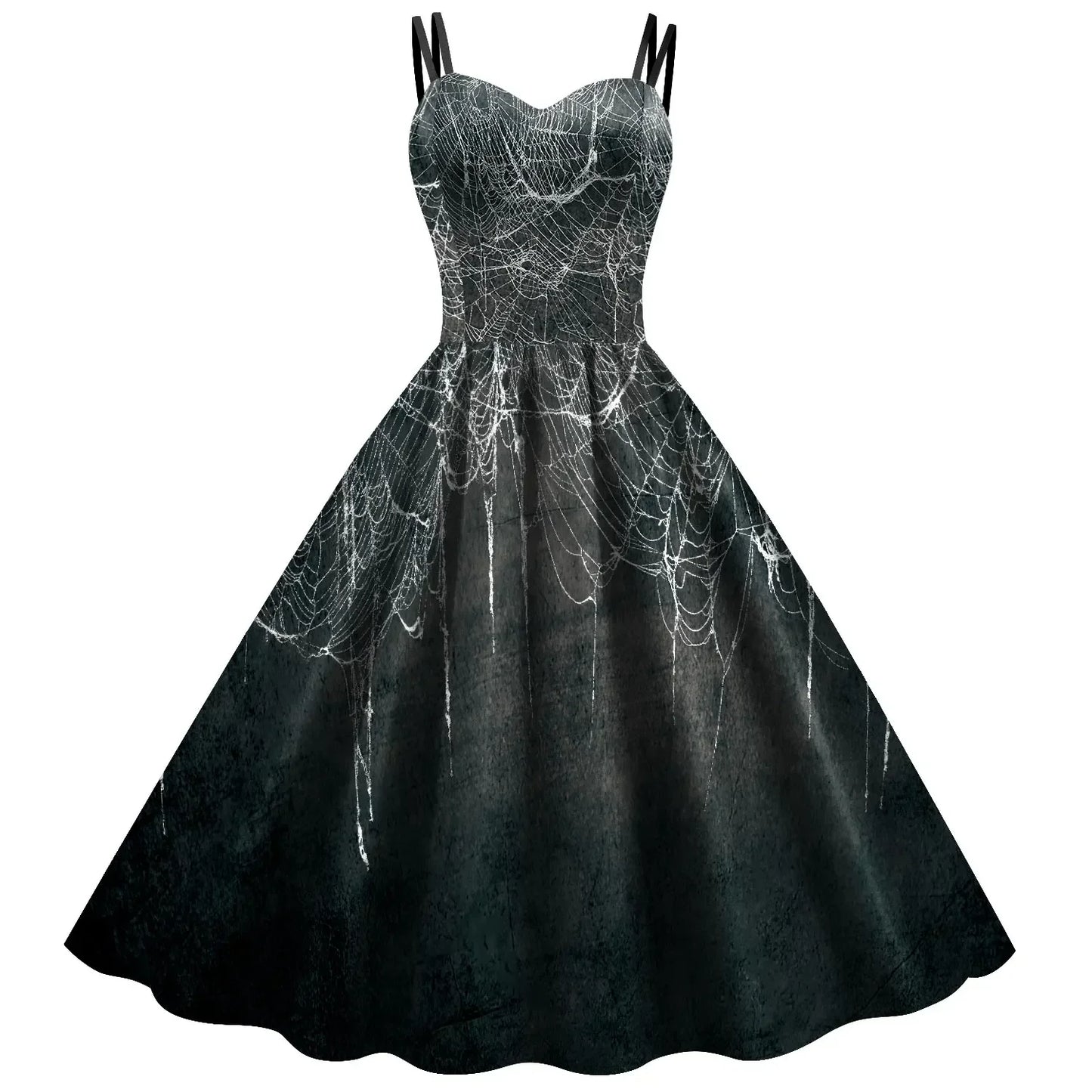 Halloween Costume Skeleton Rose Print Women Girl Female Goth Horror Rockabilly Carnival Fancy Dress Up Party Performance