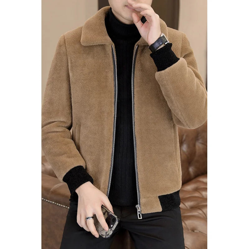 Chaqueta de algodón de invierno para hombre, nueva, resistente al frío, de alta gama, con forro polar, gruesa, informal, ajustada, con cremallera, abrigo corto de moda, tendencia