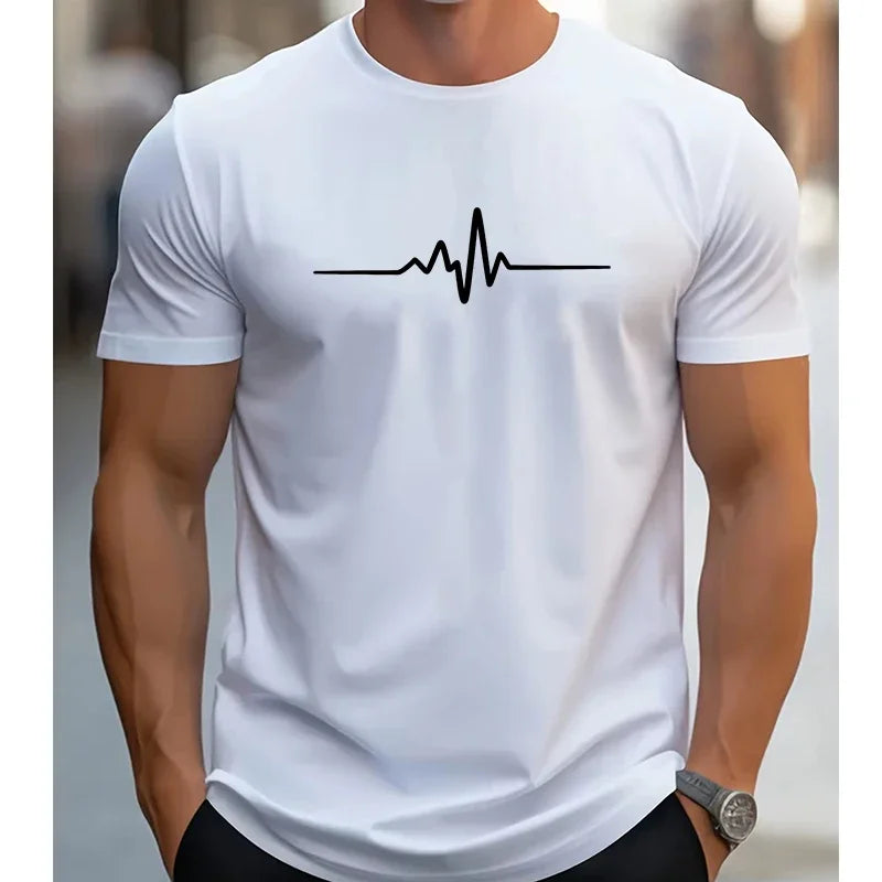Camiseta deportiva informal de manga corta con cuello redondo y estampado gráfico creativo de talla holgada de verano 100 % algodón para hombre 2025