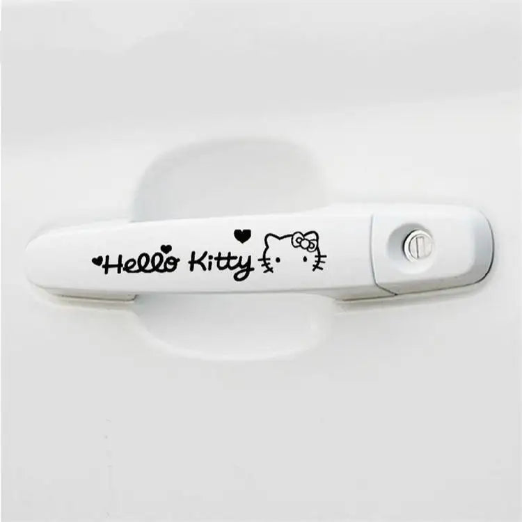 4 pegatinas para manija de puerta de coche con dibujos de Hello Kitty, resistentes a arañazos, decorativas, accesorios para coche.