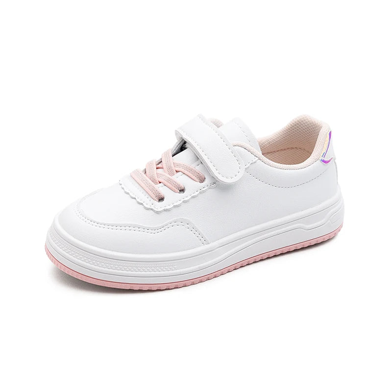 Zapatillas deportivas para niños, suela blanda y baja, para niñas, primavera y otoño 2025, nuevas, resistentes al desgaste, blancas, para niñas.