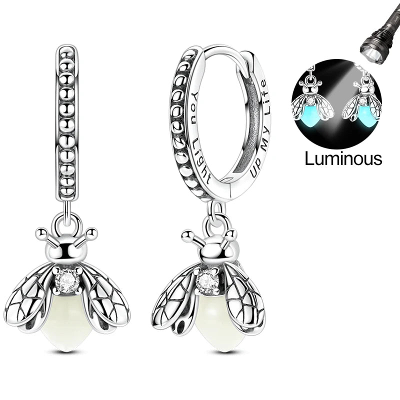 Pendientes de plata de ley 925 con diseño de mariposa, abeja, mariquita y flor de arcoíris para mujer, joyería de moda para fiestas de cumpleaños, regalos