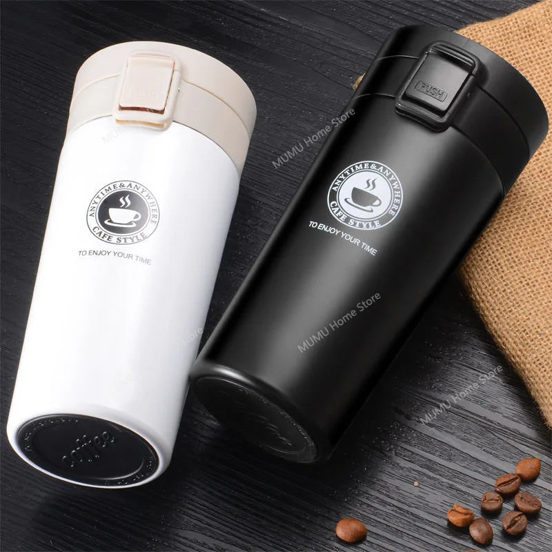 Taza térmica de acero inoxidable de doble capa de 380 ml/510 ml, para café, té, termo, botella de agua, a prueba de fugas.