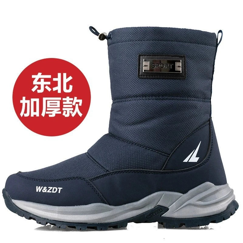 Botas de nieve altas antideslizantes para hombre, para deportes al aire libre, estilo noreste, gruesas, cálidas e informales, de algodón, con terciopelo impermeable.