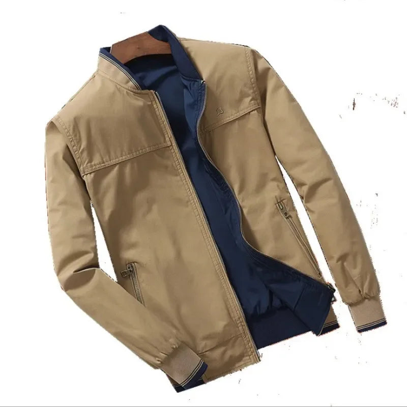 Chaqueta informal de doble cara para hombre, otoño invierno 2024, para llevar al revés, profesional, de negocios, formal, ajustada.