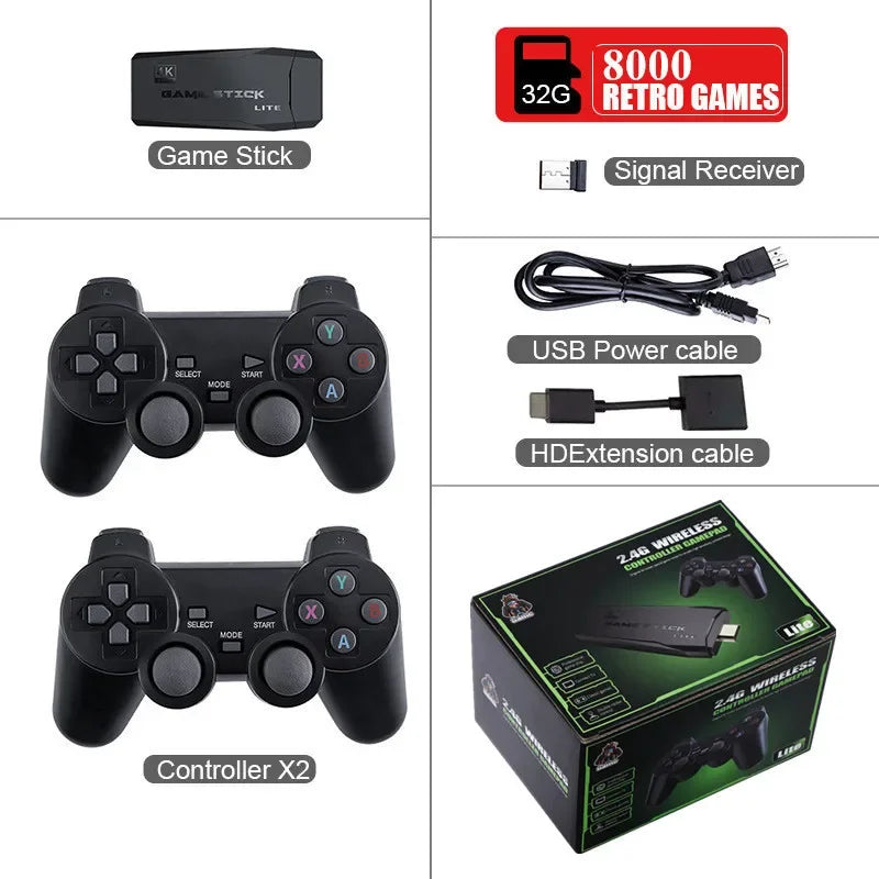 Consola de videojuegos con control inalámbrico 2.4G, 4K, 20 000 juegos, juegos retro para PS1/GBA, regalo de Navidad