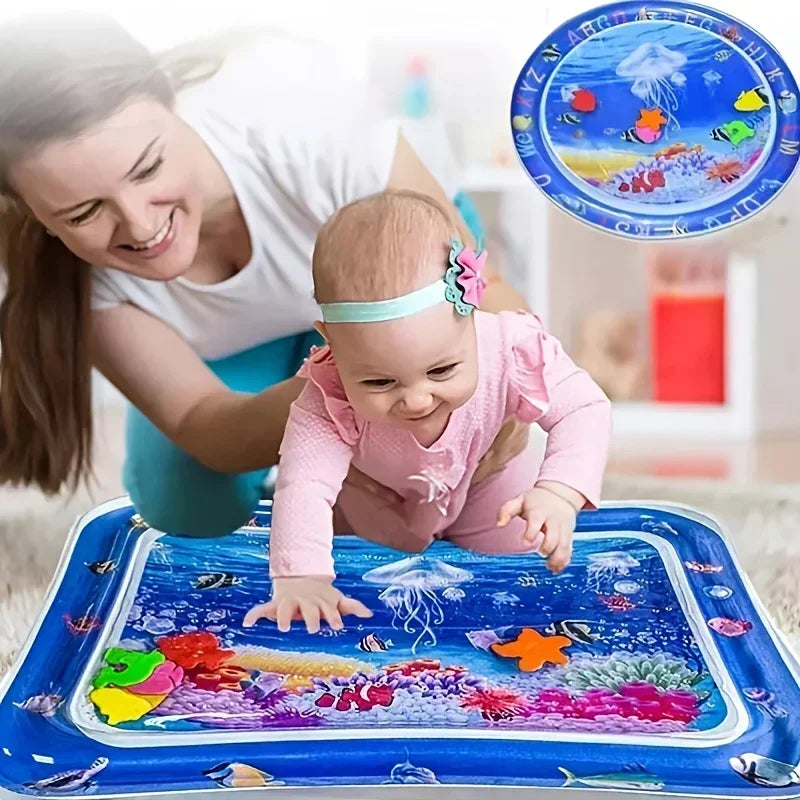 Colchoneta inflable para jugar boca abajo, colchoneta de juego premium para bebés, cojín de agua inflable, gimnasio interactivo para bebés, juguetes para el desarrollo sensorial.