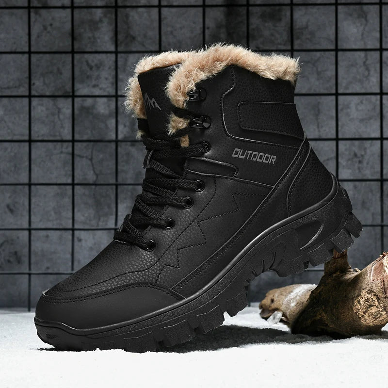 Botas de invierno para hombre, zapatillas cálidas, impermeables, antideslizantes, de felpa, de cuero, talla grande 48, novedad de 2024