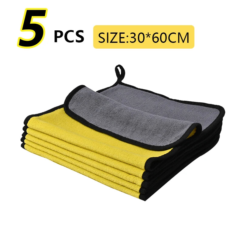 Toalla de microfibra para coche, paño de secado y limpieza para el hogar, toalla gruesa para lavado de coches, para motocicletas, 60 x 30 cm