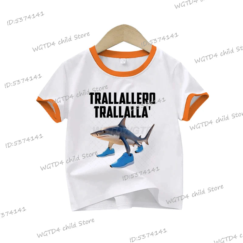 Ropa para niños: Camiseta estampada italiana Brainrot Tralalero Tralala para niños, moda para amantes de los tiburones, meme divertido, ropa para niños