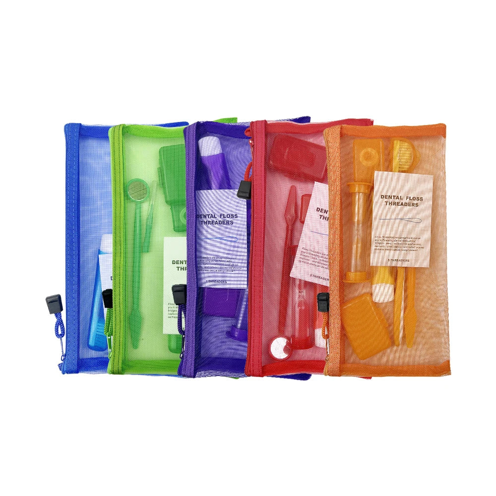 Juego de 8 kits de ortodoncia para dientes, herramienta de blanqueamiento para el cuidado bucal, cera para cepillado interdental, hilo dental, cepillo de dientes, juego de limpieza.