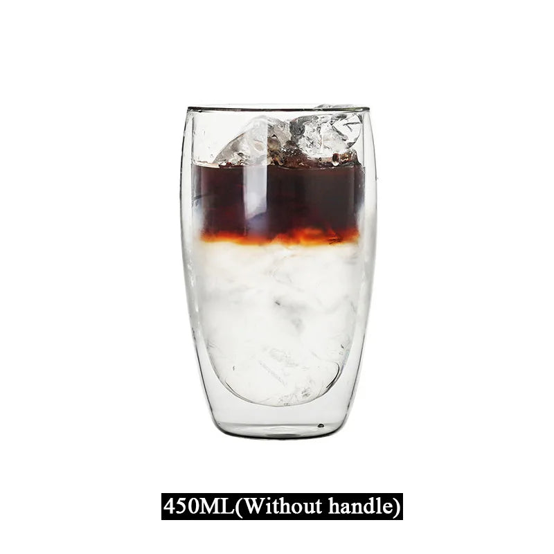 1-6 tazas de té de vidrio de doble pared transparente, hechas a mano, resistentes al calor, para bebidas saludables, café, leche, vasos de chupito aislados, regalo, 80-650 ml
