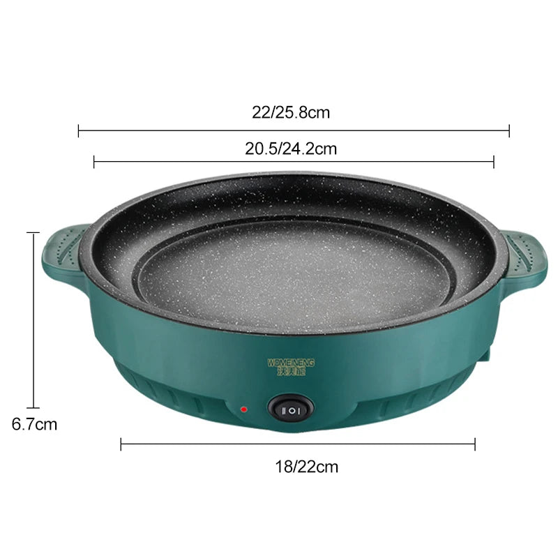 Sartén eléctrica multiusos de 220 V para barbacoa doméstica, filetes fritos, pescado, tortillas, sartén antiadherente.
