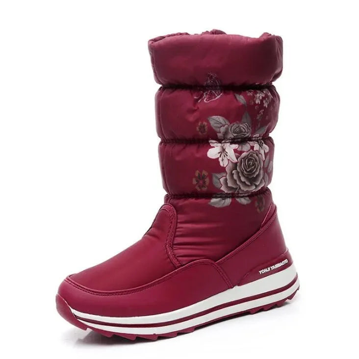 Botas de nieve para mujer, botas de invierno con plataforma, botas gruesas de felpa, impermeables y antideslizantes, zapatos de invierno de moda para mujer, botas cálidas de piel para mujer