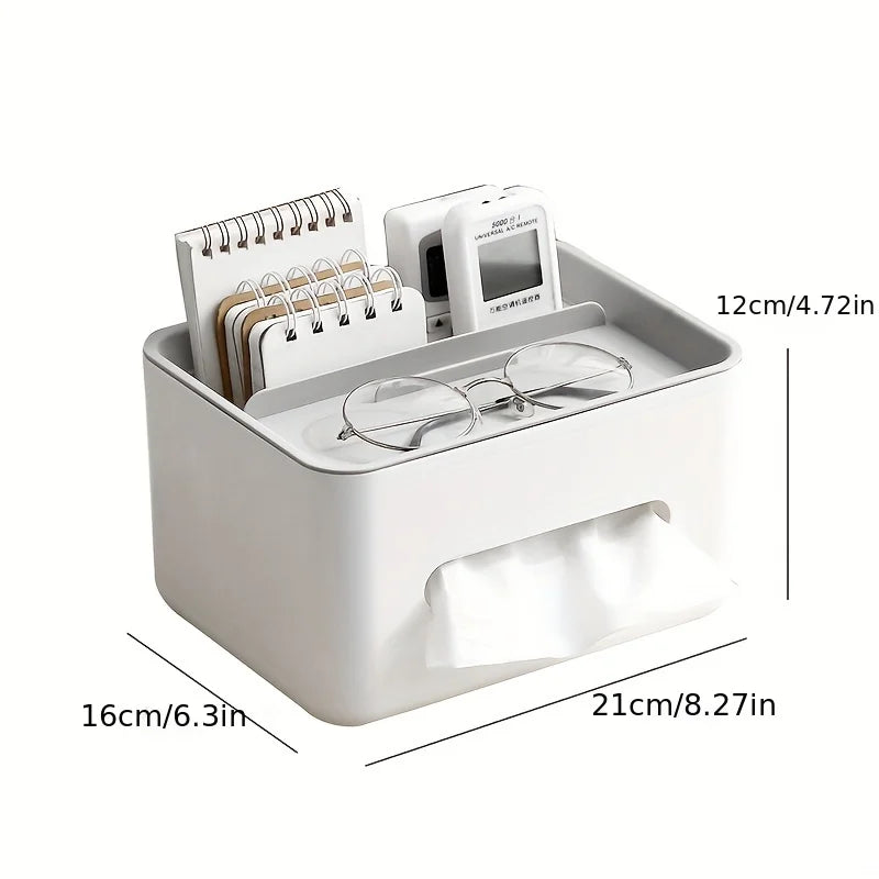 Caja de almacenamiento multifuncional para escritorio, caja de pañuelos, caja de cartón para cajones, estante para guardar artículos diversos con control remoto, organización de almacenamiento de escritorio
