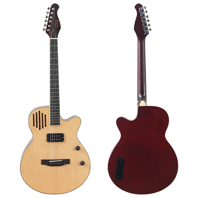 Guitarra acústica eléctrica de 40 pulgadas, cuerpo fino de 6 cuerdas, guitarra folk de buena calidad artesanal.