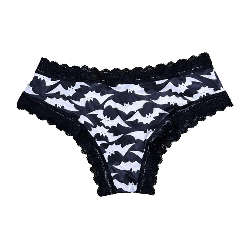 Ropa interior para mujer, bragas sexys con borde de encaje, estilo gótico, lencería con calavera rosa, pantalones triangulares cómodos y transpirables personalizados