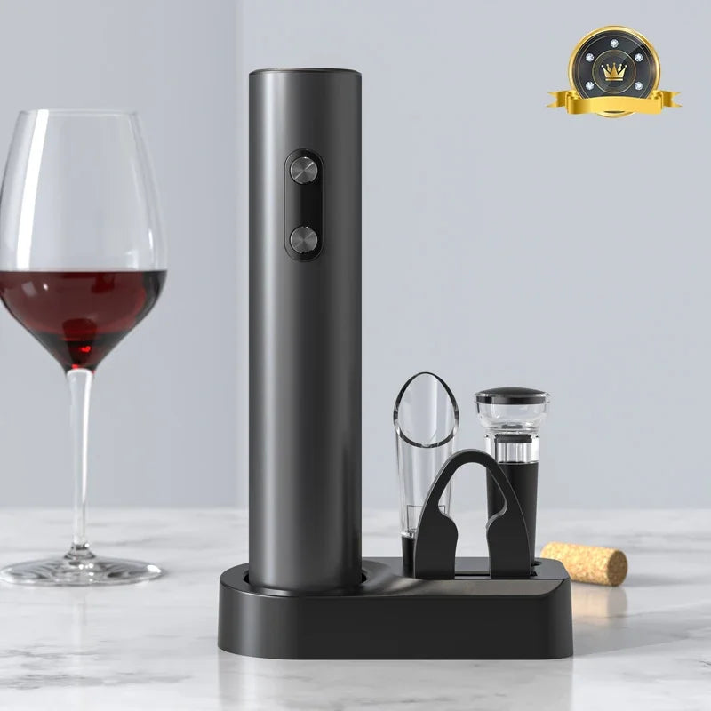 Abridor de botellas de vino eléctrico, sacacorchos automático con aireador, vertedor y cortador de papel de aluminio para cocina, bar, fiestas, regalos, batería.