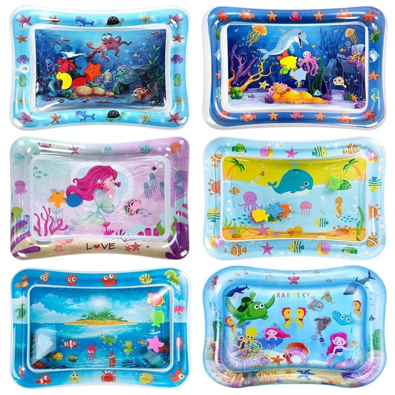 Colchoneta de juego inflable para bebé, cojín de agua de PVC, para tiempo boca abajo, para niños pequeños, juguetes de educación temprana para actividades de desarrollo