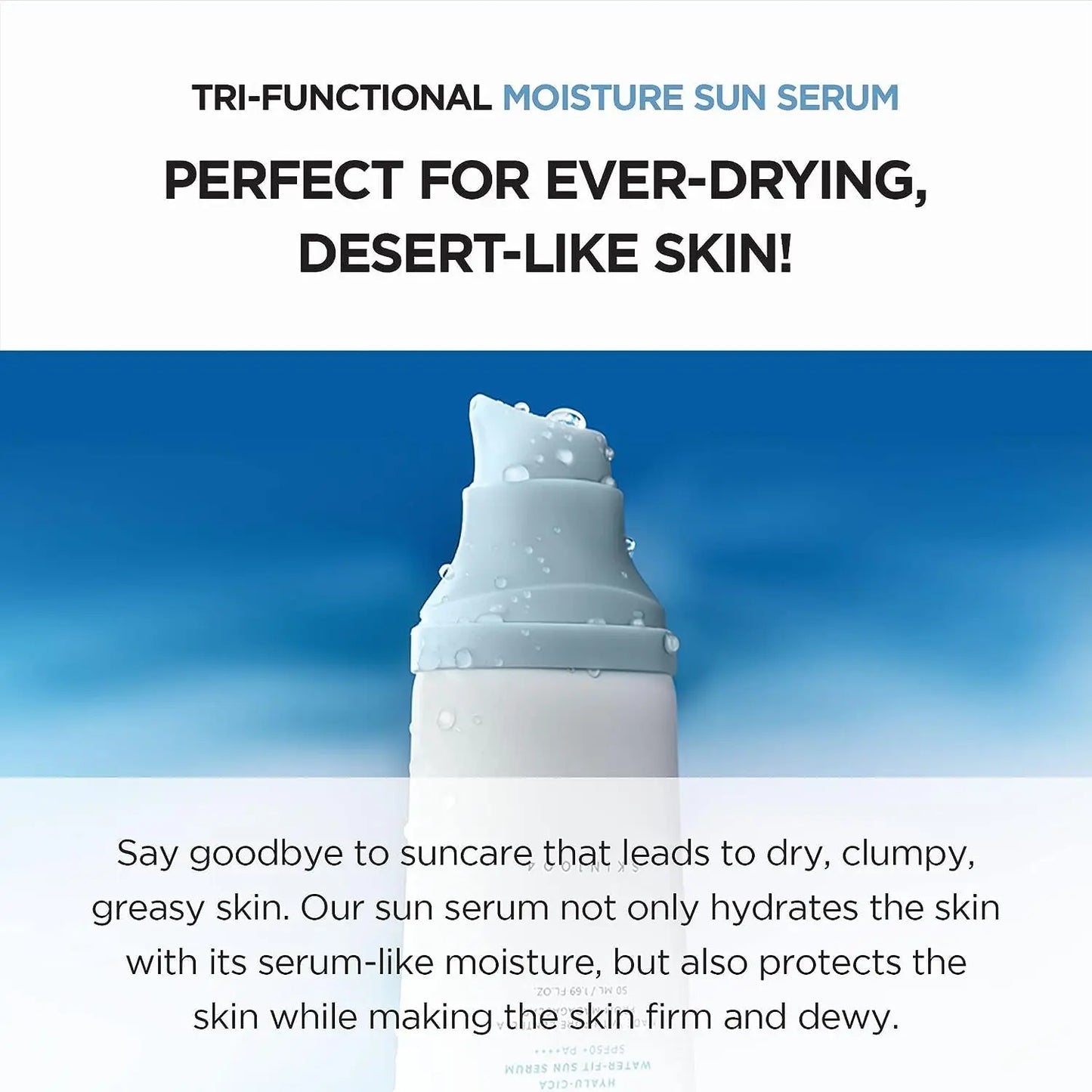SKIN1004 Centella Sun Serum SPF50+ PA++++, Ácido Hialurónico, Protección UV Hidratante para Piel Sensible, Seguro para Después de Procedimientos