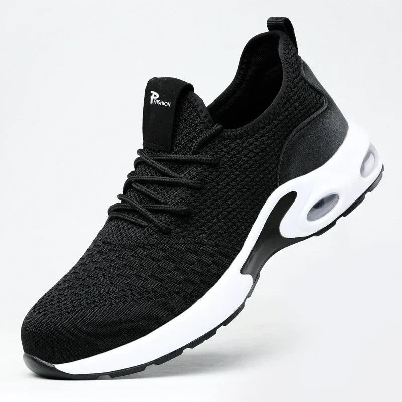 Black and White Color Men's Safety Shoes Protective Shoes with Scheme Simple Anti Puncture Protection Lightweight Anctible Shoes