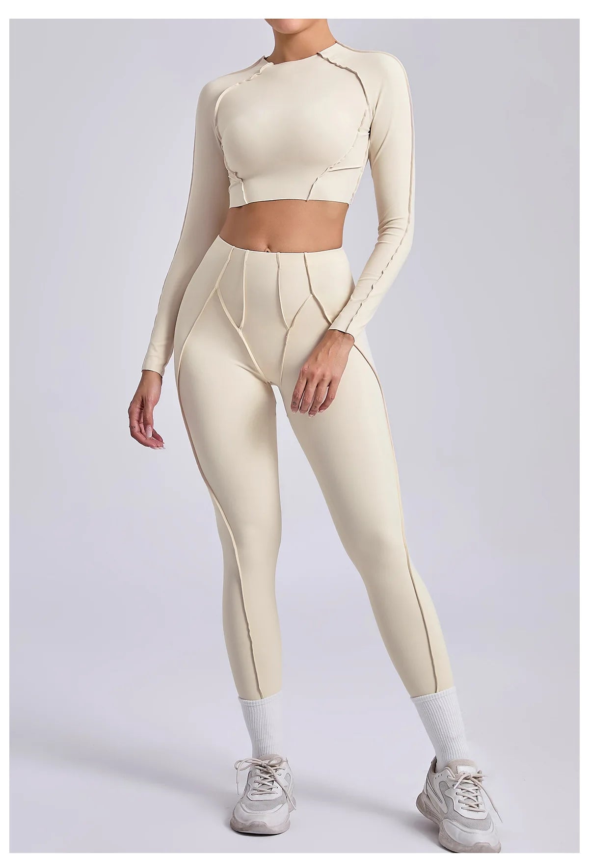 Yoga Set Workout Tracksuits 2 Pieces Gym Clothes Sportswear Yoga Suits For Women Fitness Set Sports Long Sleeved Gym Leggings