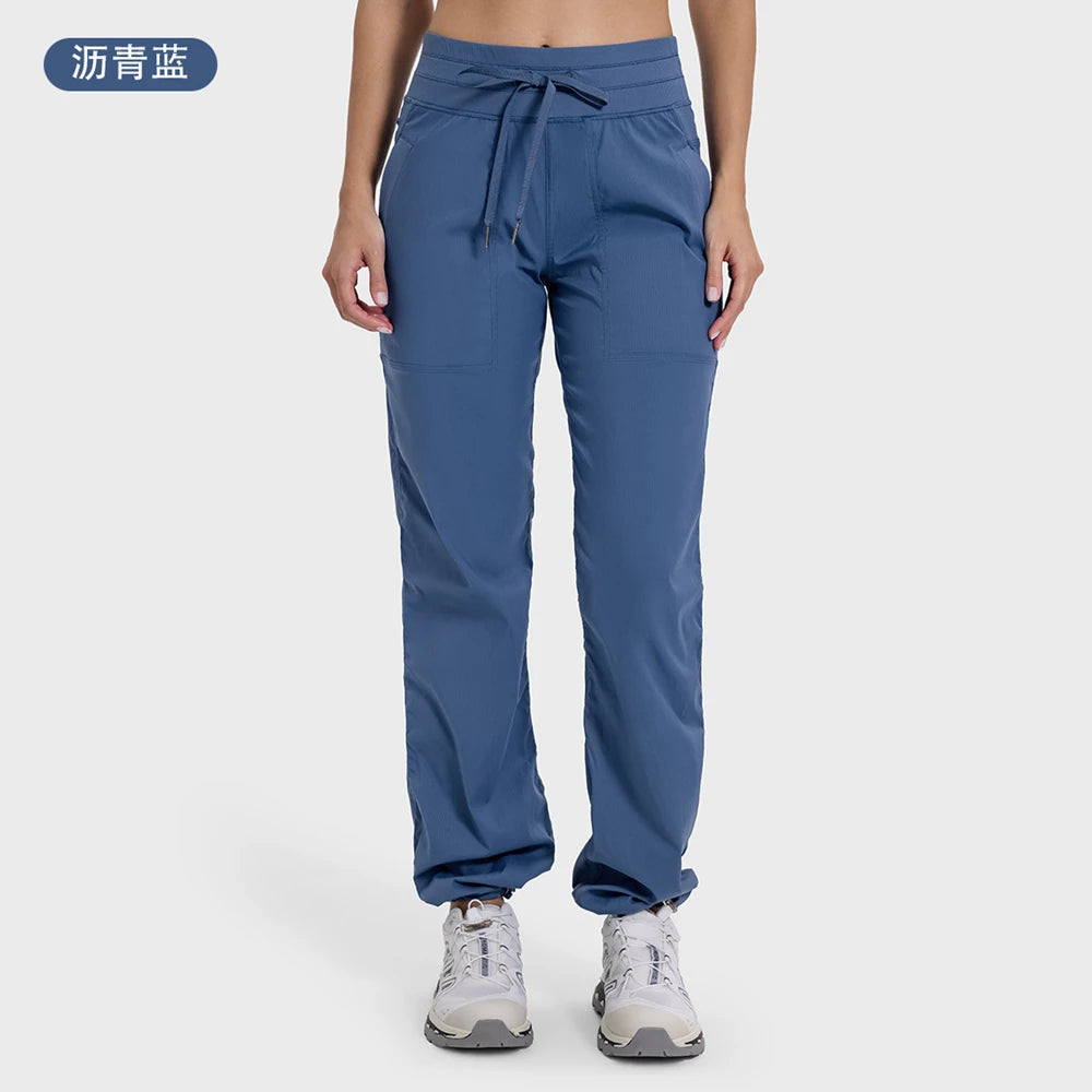 Pantalones deportivos de mujer de secado rápido, ligeros, transpirables, para correr, fitness, cintura alta, holgados, de pierna ancha, casuales, para yoga, otoño 2024.