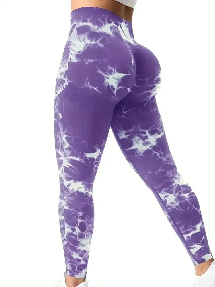 Mallas para mujer, leggings tie-dye, cintura alta, levanta glúteos, control de abdomen, push-up, sin costuras, pantalones de yoga, ropa deportiva para gimnasio.